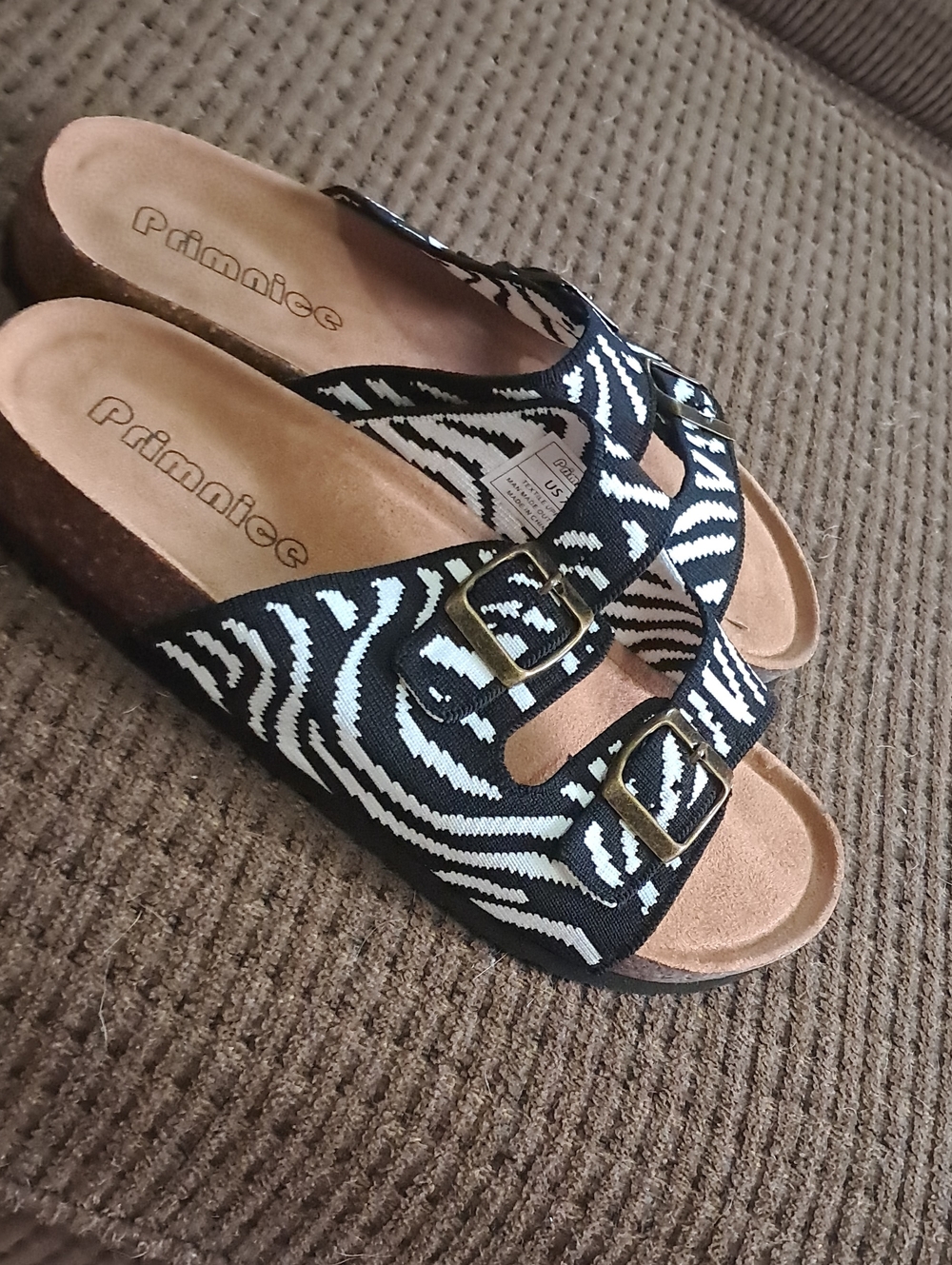 Black & White Zebra Print Slide Mules Size 7